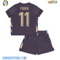 Camisa de time de futebol Inglaterra Phil Foden #11 Replicas 2º Equipamento Infantil Europeu 2024 Manga Curta (+ Calças curtas)